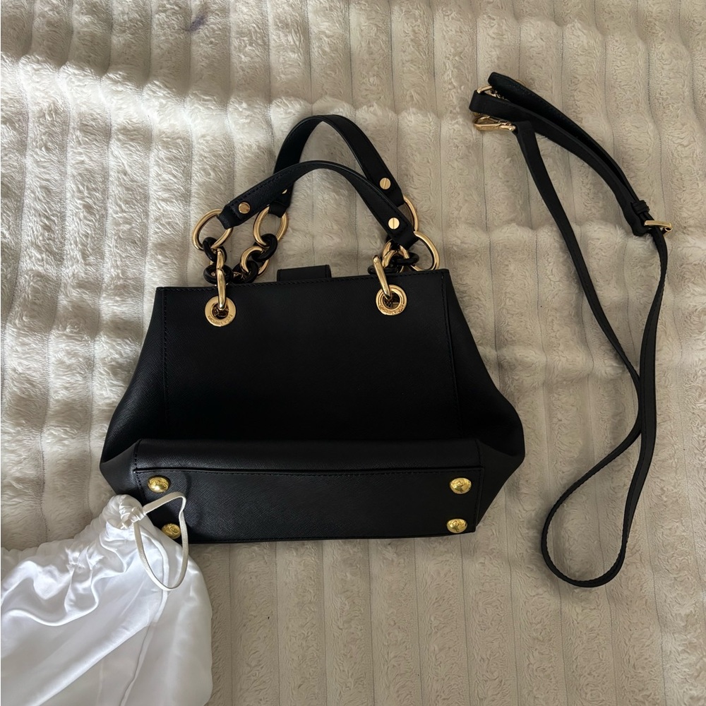 Michael Kors Black Shoulder Bag with Gold Details